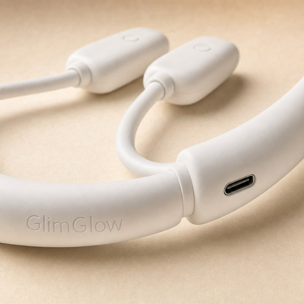 Macro view of the GlimGlow Stitch Light's USB-C charging port